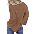 thumbnail image 4 of ICHUANYI Clearance Women's Long-sleeved Lace Stitching Loose Tops Solid Sweatershirt(Coffee, XL) ICHUANYI WER2023081505159, 4 of 6