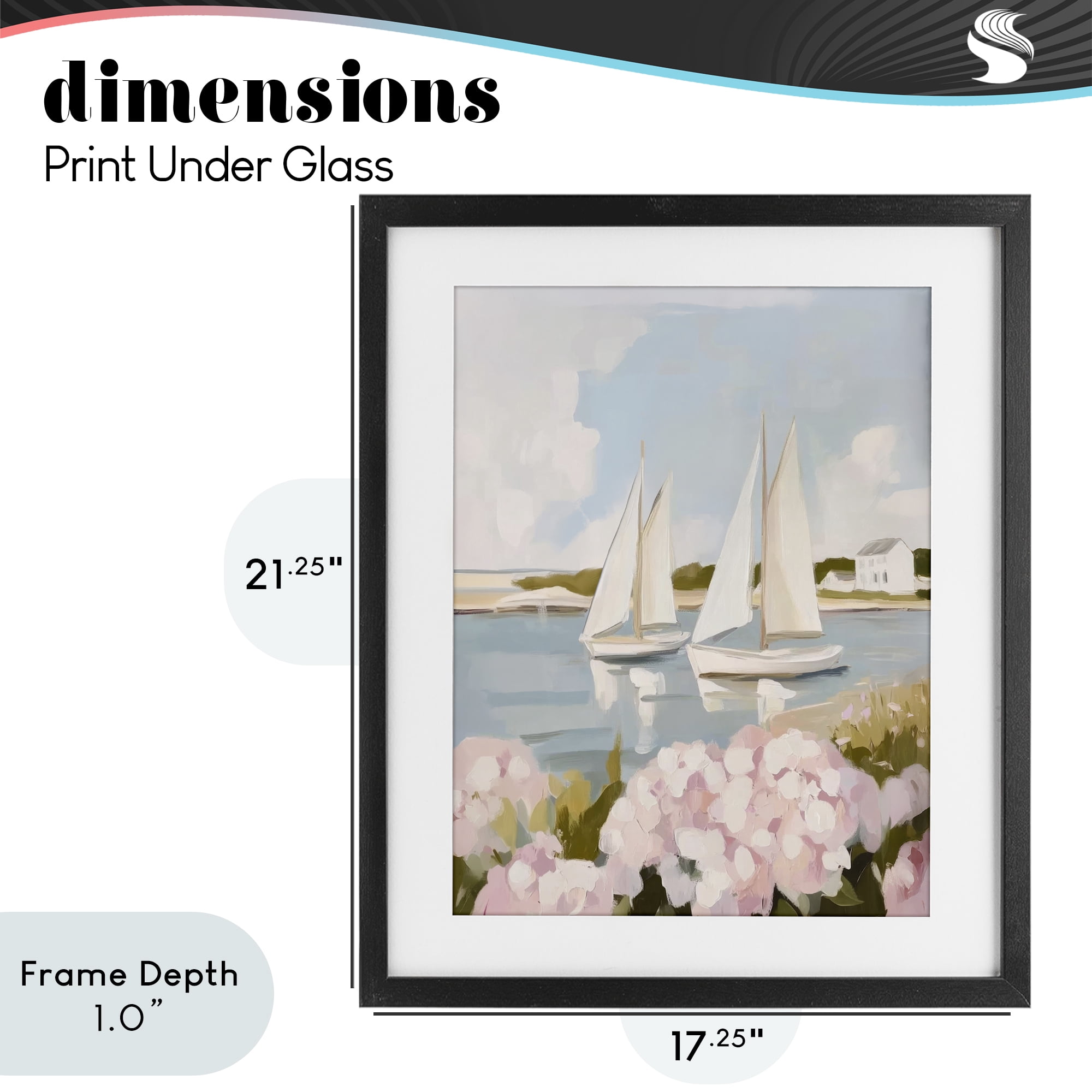 Stupell Industries Sailboat Duo with Pink Hydrangeas Black Framed Print Under Glass, design by Sisi and Seb