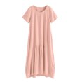 thumbnail image 5 of Vestido largo de manga larga y cuello redondo para mujer - Color liso, corte holgado para el día a día o fiestas, vestido versátil para todas las estaciones, 5 of 5