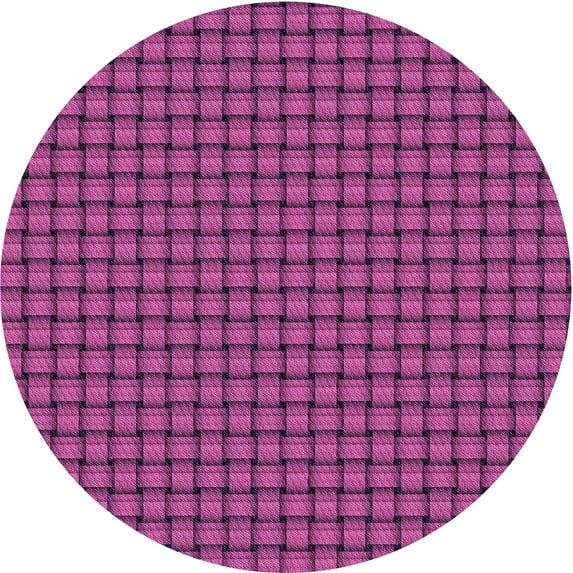 Ahgly Company Indoor Round Patterned Medium Violet Red Pink Area Rugs, 5' Round