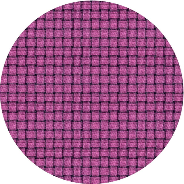 Ahgly Company Machine Washable Indoor Round Transitional Medium Violet Red Pink Area Rugs, 3' Round