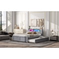 thumbnail image 4 of Queen Size Wood Storage Platform Bed with LED, 2 Drawers and 1 Twin Size Trundle, Pholstered Platform Bed, 4 of 12