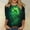 Shirts-350Green, variant on LEKWK Tops for Women Neon Glow Effect Graphic Tees Three Quarter Sleeve Casual Tops Artistic Green Glowing Shamrock Line Art Outfits