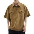 thumbnail image 2 of Cargo Golf Shirts for Men with Pockets Plus Size M-5X Short Sleeve T-Shirts Big & Tall Casual Pullover Button Collared Solid Tees Tops, 2 of 5