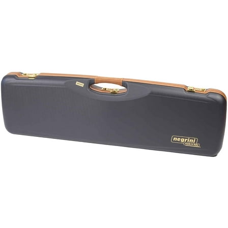 Negrini O/U Deluxe Sporter Shotgun Case, Navy/Tobacco Leather/Navy Interior