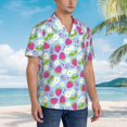thumbnail image 5 of Xecao Strawberry And Flowers print Hawaiian shirt - a stylish short-sleeve button-down for men, perfect for casual beach and tropical outings., 5 of 9