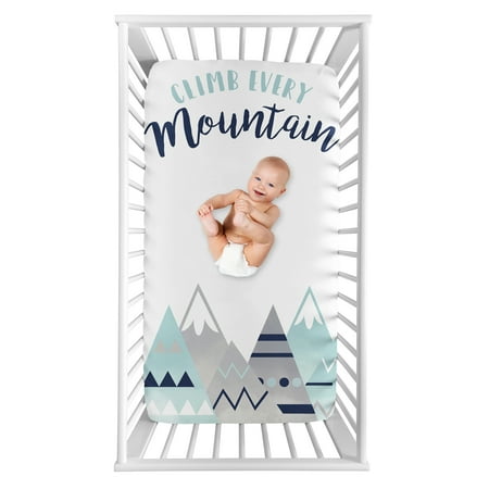 UPC: 0846480077503 | Mountains Grey Aqua Photo Op Fitted Crib Sheet by Sweet Jojo Designs