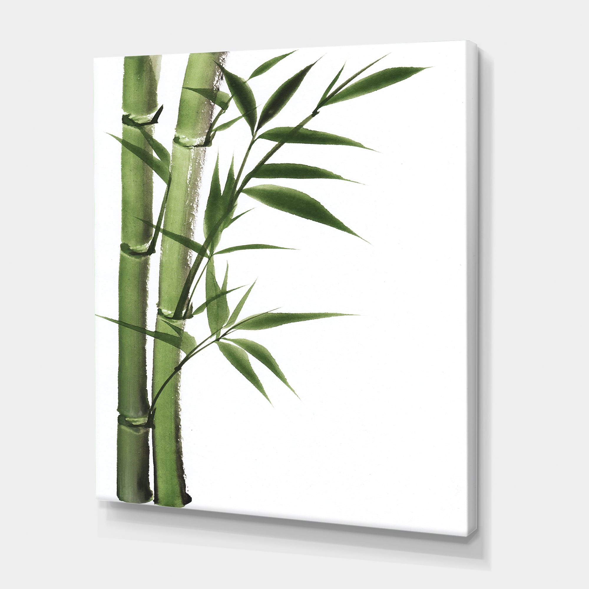 Designart ' Detail of Dark Green Bamboo and Leaves I ' Traditional Canvas Wall Art Print