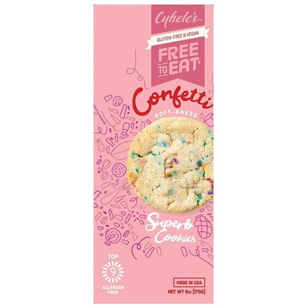 Cybele’s Free to Eat, Gluten-Free & Vegan, Soft-Baked, Confetti Cookies, 6oz, 12 Count