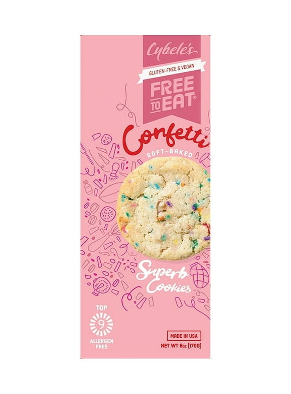 Cybeles Free to Eat, Gluten-Free & Vegan, Soft-Baked, Confetti Cookies, 6oz, 12 Count