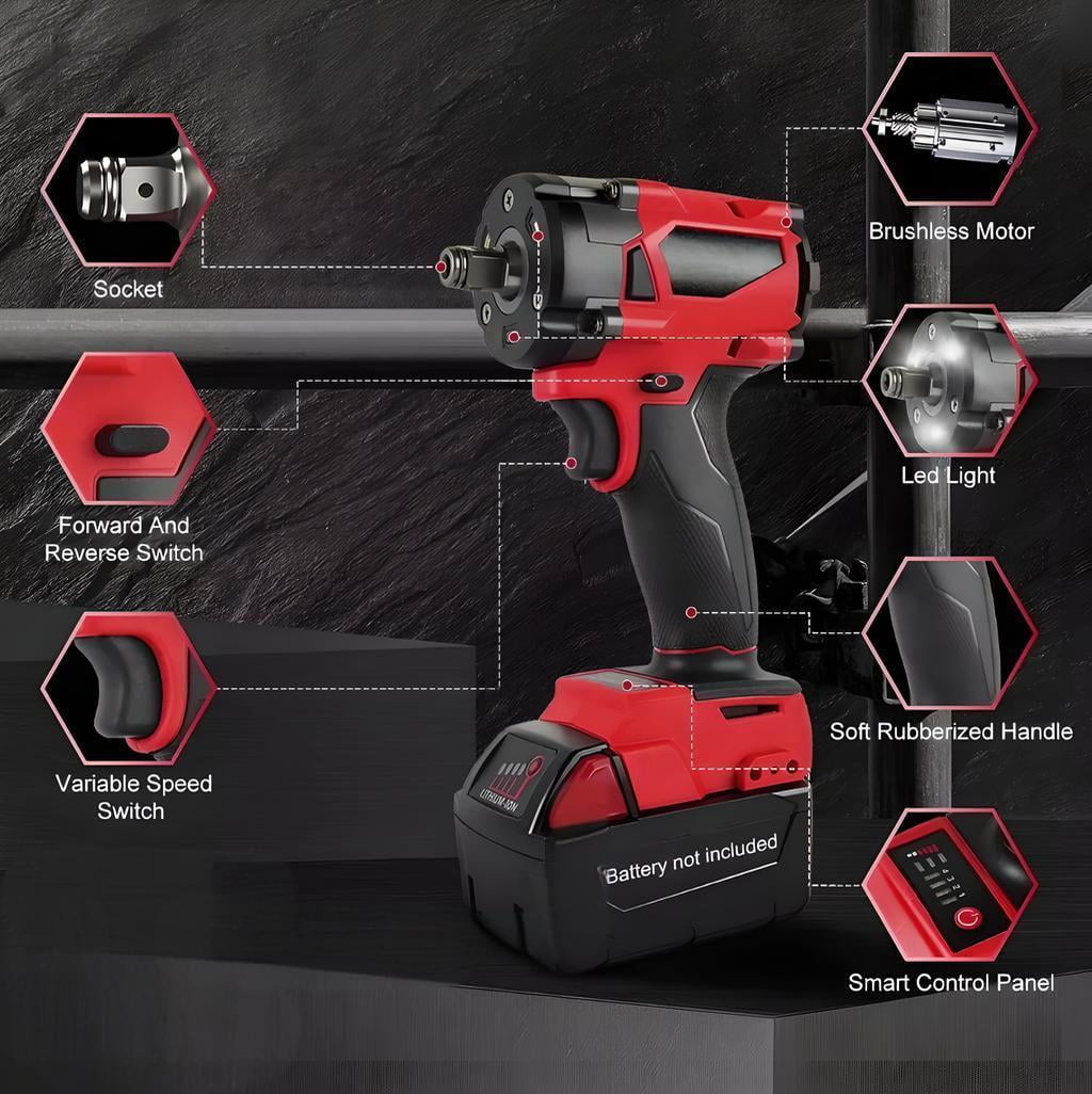 18V M18 FUEL 1/2" High Torque Impact Wrench, Bare Tool Only, For Milwaukee, Without Battery, Red & Black