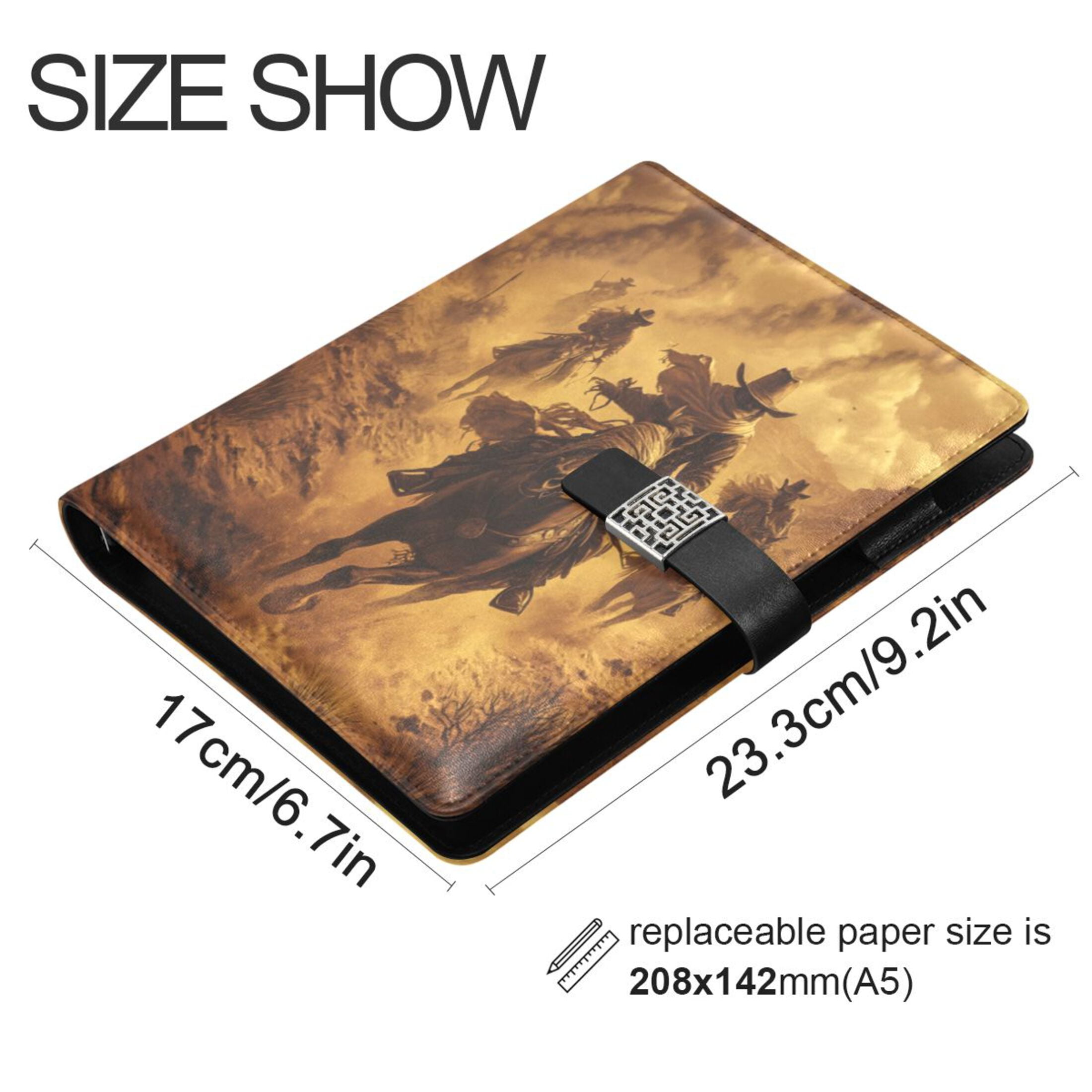 Leather Planner Leather Notebook Notebook Journal Binder Design Pen Pocket Design Convenient for Storage Riding Cowboys