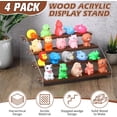 thumbnail image 3 of Queekay 4 Pack Acrylic Wood Display Stand Wooden Tiered Display Shelf Clear Acrylic Organizer Shelves Rack Step Riser Ladder Stand for Figure Cupcake Perfumes Desserts (15.7 Inch, 4 Tier), 3 of 7