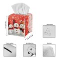 thumbnail image 3 of FUIALDOLG Decorative Tissue Box Cover Square, Waterproof PU Leather Car Tissue Holder with Cute Snowman Snowflakes Facial Napkin Organizer on Table and Bathroom, Office, 3 of 7