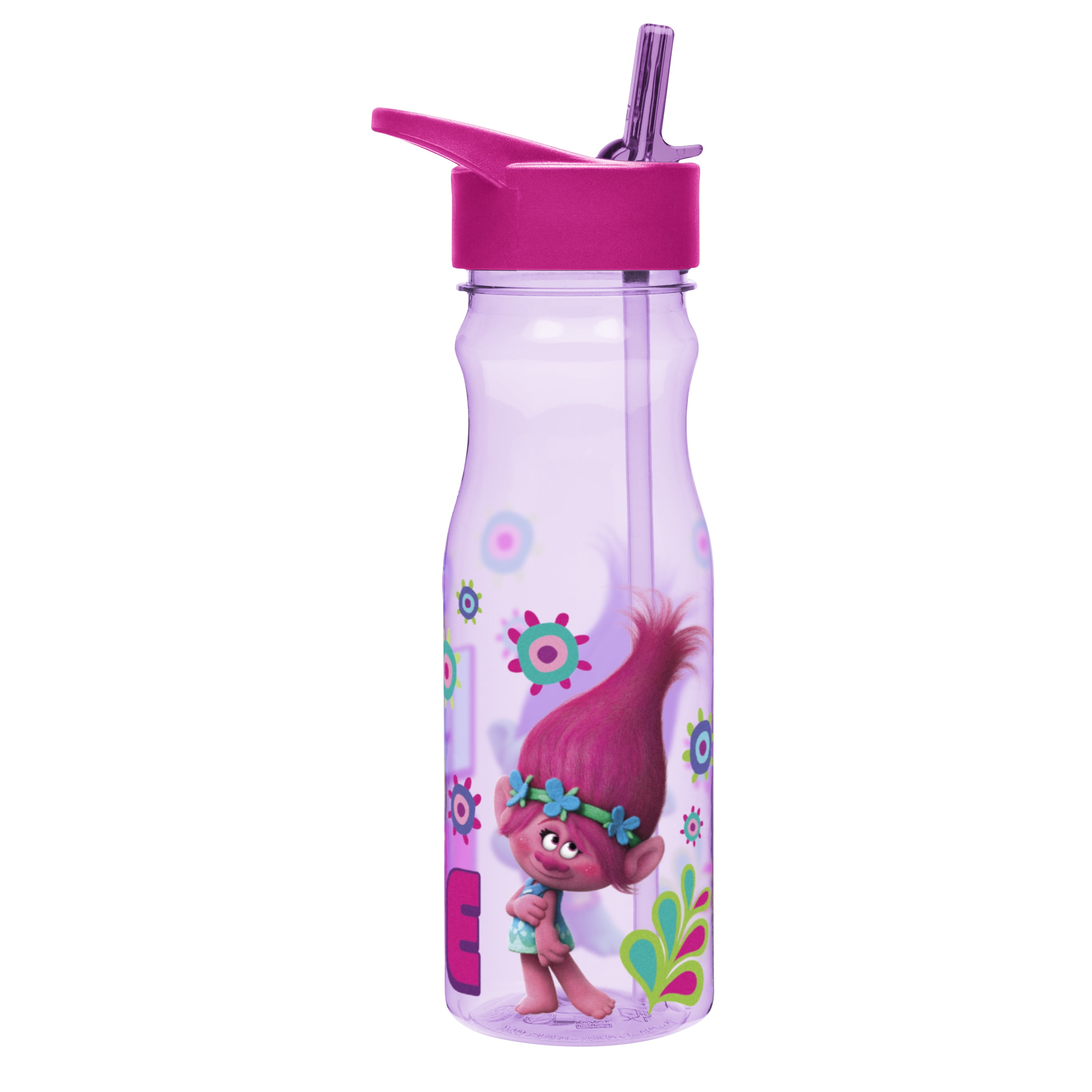 Trolls Poppy Pink Leak-Proof Plastic Water H2O Drink Bottle BPA Free NEW Zak 