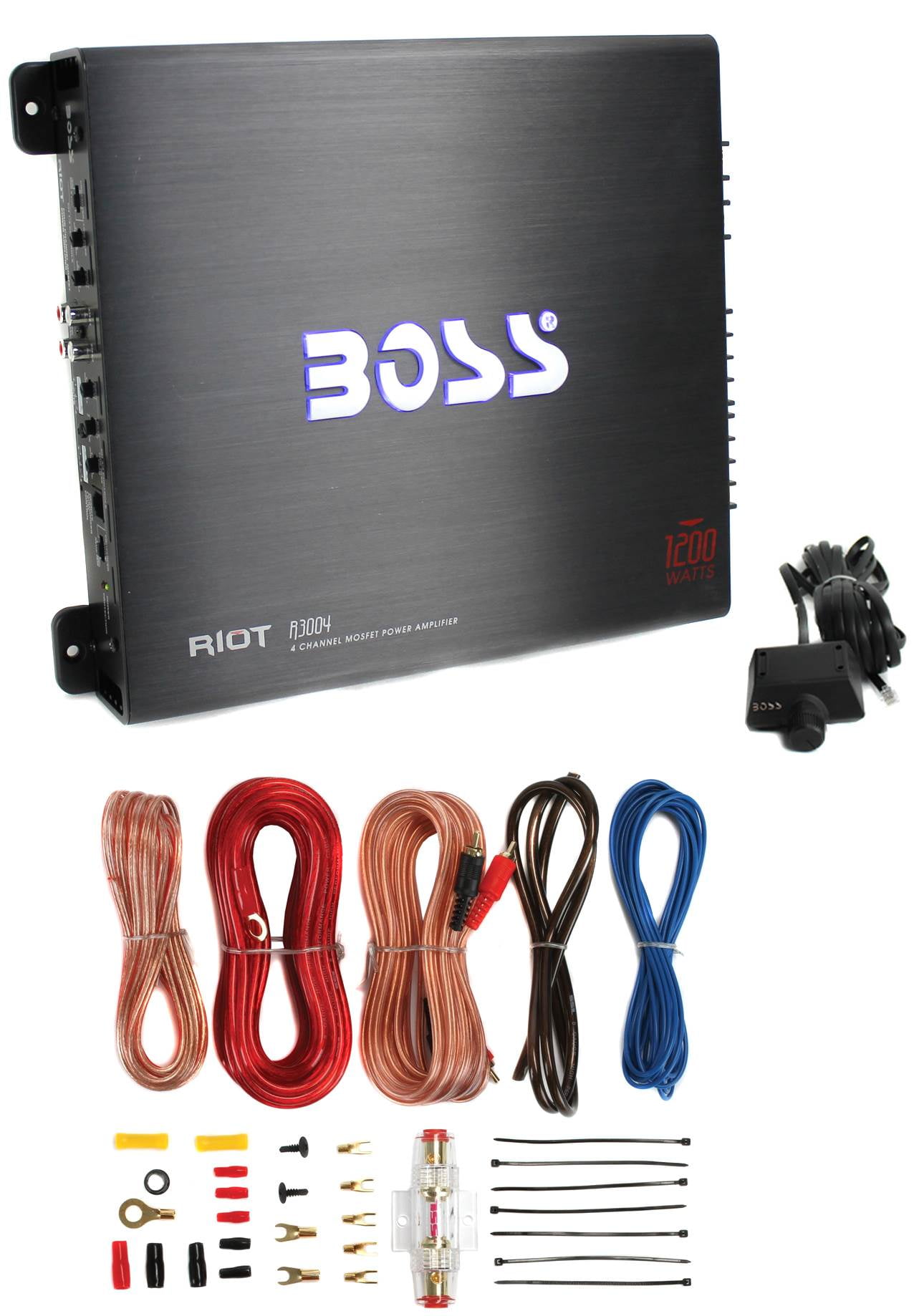 Boss R3004 1200W 4 Channel Car Audio Amplifier Amp & Remote & 8 Gauge