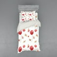 thumbnail image 1 of Ambesonne Vintage Bedding Set 3 Pcs, Poppy Butterfly Romance, Twin, Coconut and Red, 1 of 3