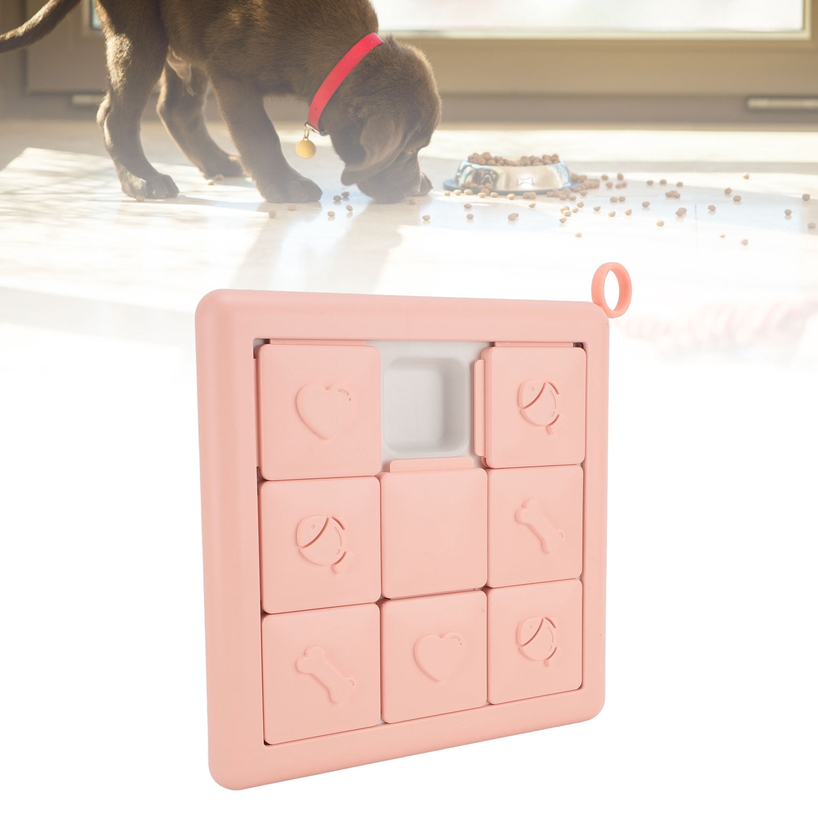 YAHHU Dog Slow Feeder Bowl Puzzle Toy Educational Interactive Stress Relief Food Dispenser for Home Indoor, Durable Pet Snuffle Mat for Mental Stimulation, Pink (10 inches / 25.4 cm)