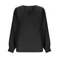 thumbnail image 7 of Babysbule Women's Satin V Neck Long Sleeve Blouse, Elegant Draped Front Casual Top for Office Party & Daily Wear, 7 of 7