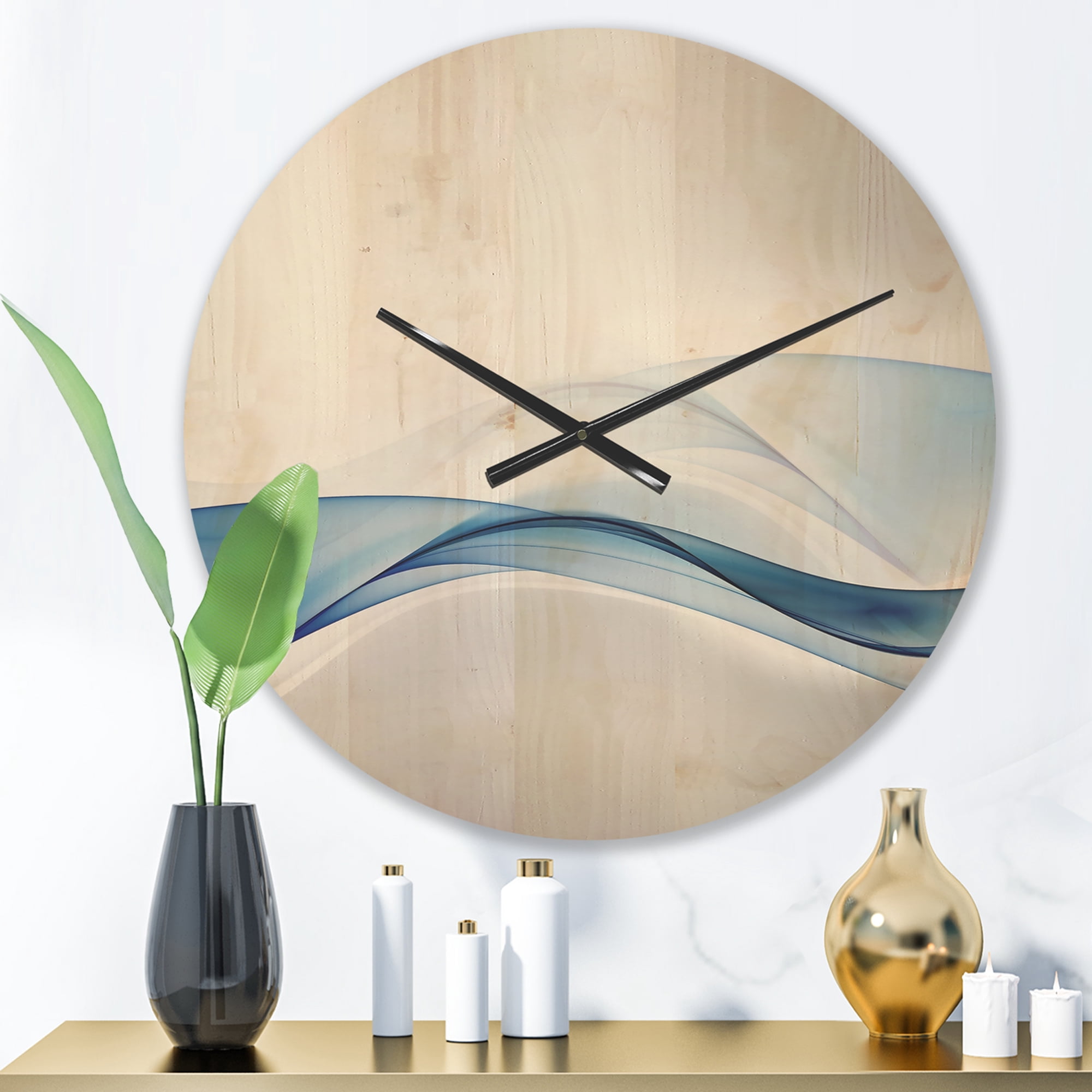 Designart 'Fractal 3D Wave of Water Splash ' Modern Wood Wall Clock