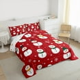 thumbnail image 3 of Manfei Cartoon Snowman Bedding Comforter Set for Kids, Kawaii Snowflakes Twin Comforter Sets, Red Christmas Bedding Set, Ultra Soft Home Decor, Reversible 2pcs, 3 of 8