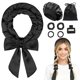 thumbnail image 1 of Rizadores de pelo sin calor de 70 pulgadas para cabello largo, set para rizar el cabello durante la noche sin calor con gorro de satén suave, 8 piezas, color negro., 1 of 5