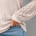 thumbnail image 6 of SUNBS Womens Tops Hollow-Out Lace Crewneck Blouses Fashion Casual Long Sleeve Shirts, 6 of 8