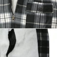 thumbnail image 2 of Men's Heavyweight Flannel Zip Up Fleece Lined Plaid Sherpa Hoodie Jacket (MFJ130 - Black, S), 2 of 2