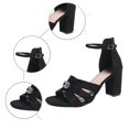 thumbnail image 7 of Xijirk Sandals Women Adjustable Buckle Suede Woven Detail Solid Block Heel Sandals Daily and Beach Wear,6, 7 of 7