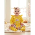 thumbnail image 4 of BemeyourBBs Newborn Baby Girl My 1st Easter Outfit Long Sleeve Letters Romper with Eggs Print Ruffle Skirt Set Headband Socks 4pcs Spring Easter Clothes, 4 of 9