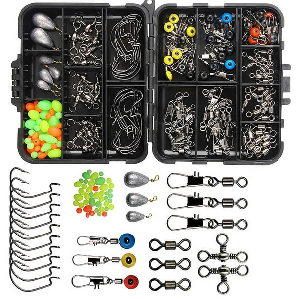 Fishing Tackles Set Jig Hooks Beads Sinkers Weight Swivels Snaps Sliders Kit  Angling Accessory 