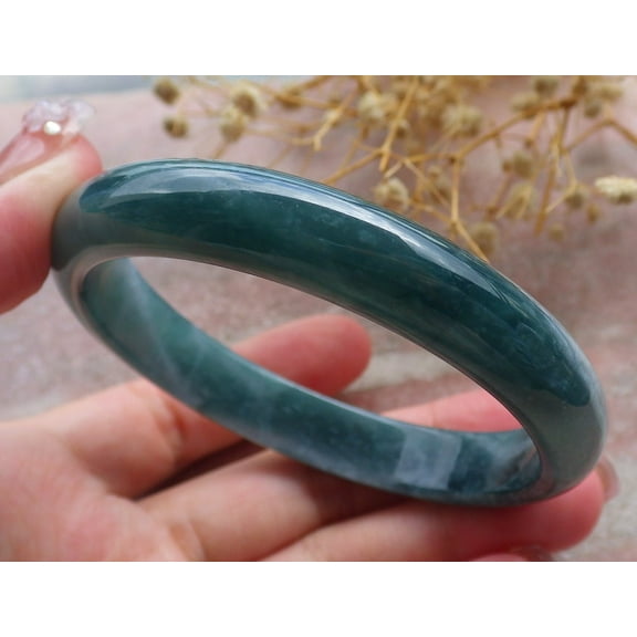 Icy Green Natural A JADE Jadeite Circle Bangle Bracelet 60 mm 682481 TN