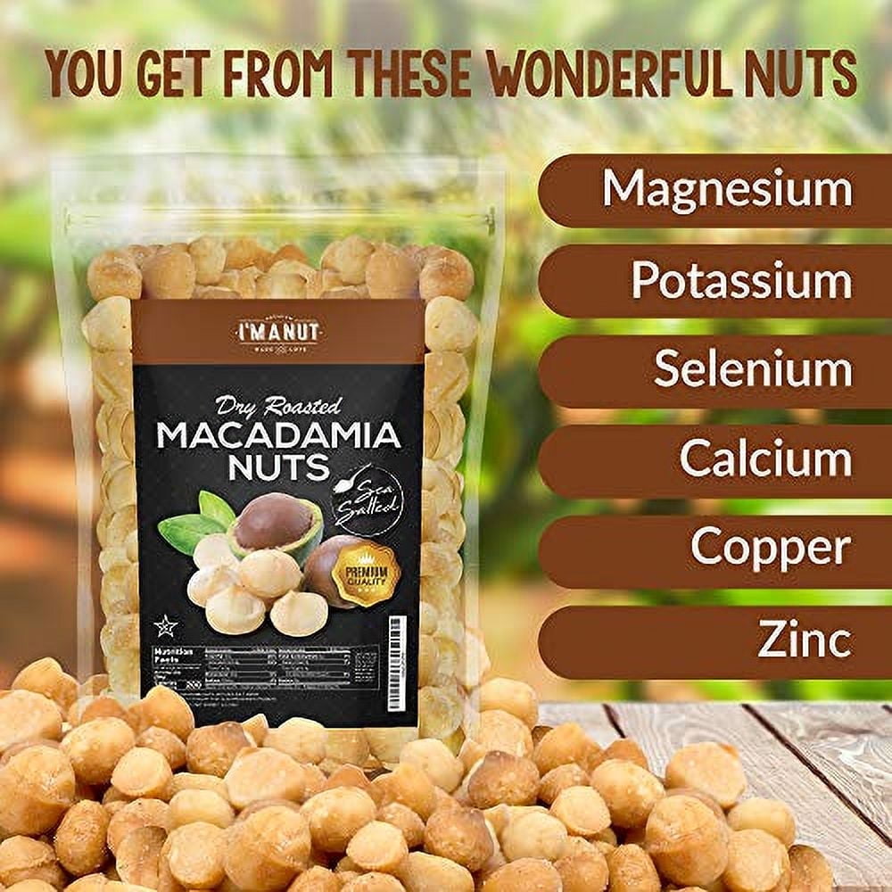 Premium Macadamia Nuts 24 oz – Macadamia Oven Toasted with Sea Salt, Vegan, Kosher, Non-GMO, Batch Tested Gluten & Peanut Free