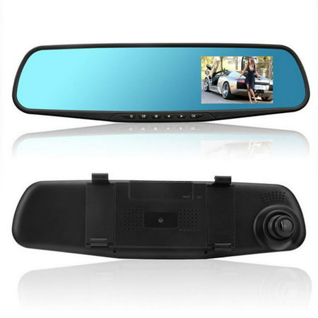 Dual Lens Car DVR Reverse + Rear View Camera Kit HD LCD Mirror Monitor Dash