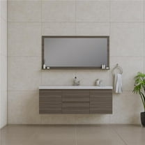 60 in. Paterno Single Modern Wall Mounted Bathroom Vanity, Gray