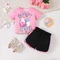 thumbnail image 4 of Jamsmile Toddler Girls Outfits Sets Easter Day Short Sleeve Tees And Ruffle Shorts Playwear Kids Girls Two Piece Matching, 4 of 8