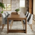 thumbnail image 5 of Tribesigns 86.61-inch Extra Long Dining Table for 6-8, Farmhouse Narrow Kitchen Table with Sturdy Legs, for Living Room, Dining Room, Walnut, 5 of 8