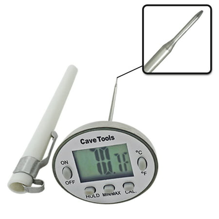 Digital Cooking Thermometer - INSTANT READ - For BBQ Grilling Candy Chocolate Meat Baking Liquids Smoker - Stainless Steel Casing Long Food Probe & LCD Display by Cave (Best Way To Melt Cooking Chocolate)