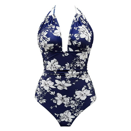 B2prity Women's One Piece Swimsuits Tummy Control Swimwear Slimming Monokini Bathing Suits for Women Backless V Neck (Best Slimming Bathing Suits 2019)