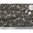 thumbnail image 2 of Soimoi Black Poly Georgette Fabric Leaves,Floral & Animal Cartoon Fabric Prints by Yard 52 Inch Wide, 2 of 3