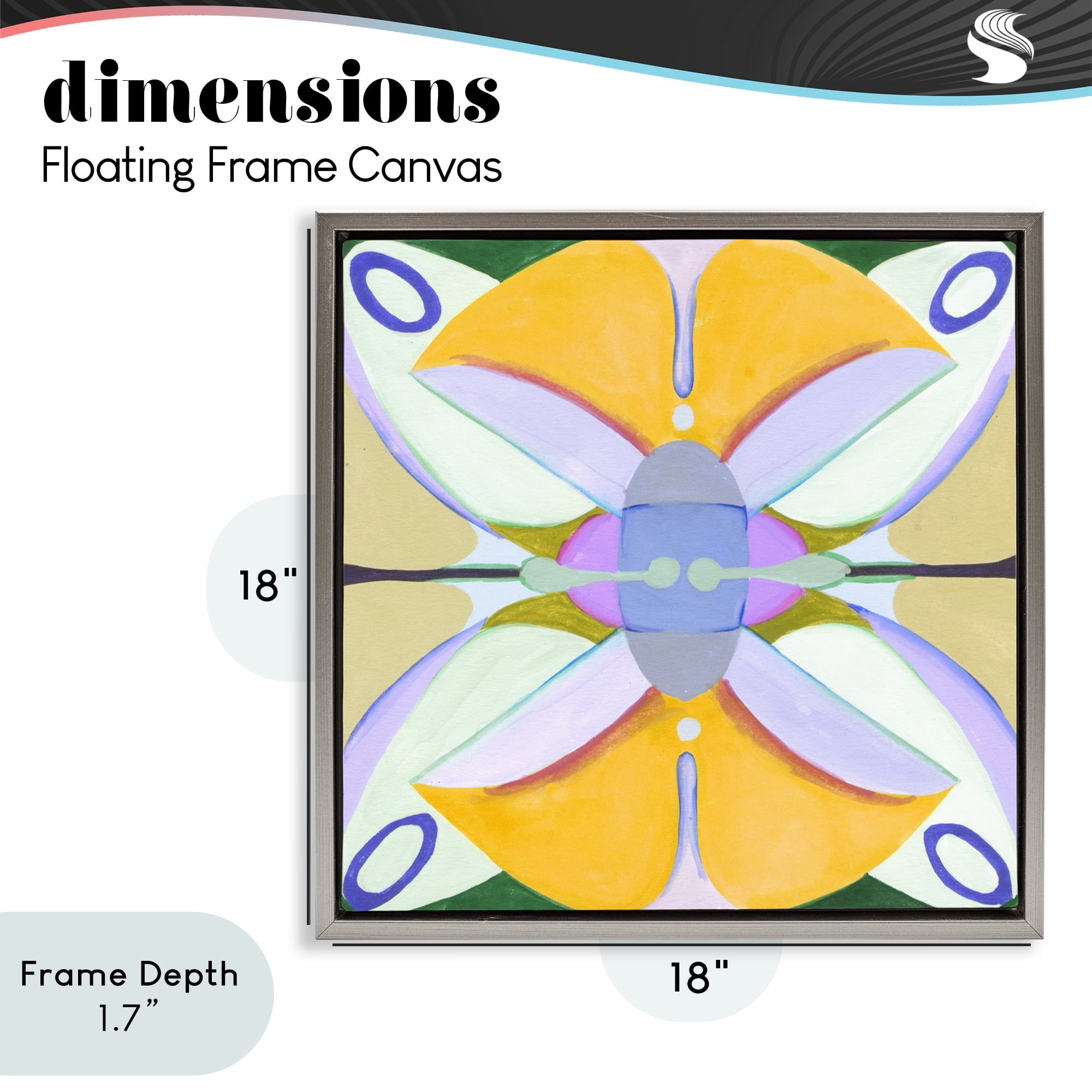 Stupell Industries Warm Revival Kaleidoscope Gray Framed Floater Canvas Wall Art, design by Melissa Wang