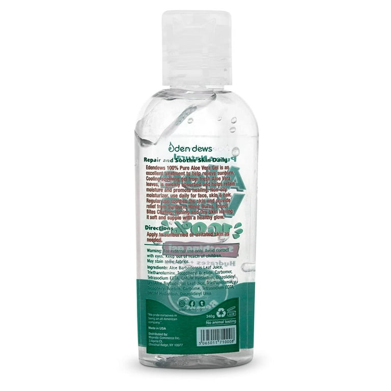 Eden Dews Organic Aloe Vera Gel 2 oz Travel Size Moisturizing Soothing Sun  Burn Relief Hydrates Acne Razor Bumps - Walmart.com