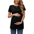 thumbnail image 2 of Women's Maternity Shirts Tops Split Hem Ribbed Maternity Pregnancy Clothes 3-Pack, 2 of 6