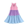 thumbnail image 6 of FAIWAD Girls Summer Dresses Sleeveless Ruffle Tiered Midi Casual Sundress Kids Cute Color Block Beach Party Dress, 6 of 8