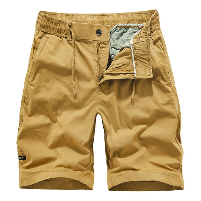 KIHOUT Mens Casual Athletic Shorts - Cotton Summer Beach Solid Color Golf Cargo Shorts with Multi Pockets