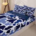 thumbnail image 3 of Manfei Jungle Animal Zipper Full Size Comforter Sets with Fitted Sheet and 2 Pillowcases,Vintage Camouflage Zipper Bedding Set,Blue Black,Navy Blue Reversible,4pcs, 3 of 8