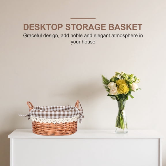 ETEREAUTY Multi-Color Rattan Storage Basket with Cotton Linen Liner for Home Organization and Decorative Sundries