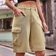 thumbnail image 3 of Taqqpue Bermuda Jean Shorts for Women High Waisted Trendy Stretchy Cargo Denim Shorts Knee Length Cutoff Loose Fit Long Shorts Summer Casual Jorts On Clearance for Women with Pockets S-XXL, 3 of 9