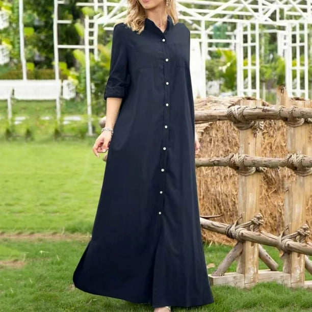 Cárdigan con botones para mujer vestido elegante de manga larga cárdigan de moda vestido largo