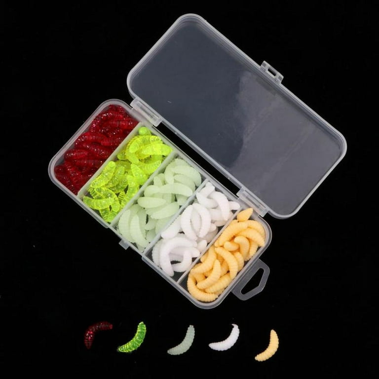 125 Pcs Soft PVC Mealworms Maggot Grub Worm Fishing Lures Tackle